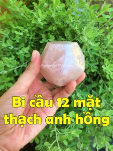 Bi cầu đa giác thạch anh để bàn 12 mặt kích thước 6cm