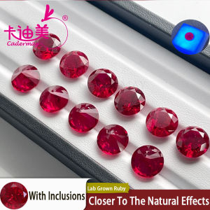 Lab Grown Ruby Loose Diamond With Minor Cracks And Inclusions Round Shape High Quality Synthetic Gemstone For Jewelry Making