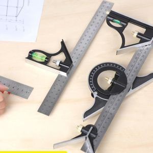 DYT 3-in-1 Combination Square Ruler 300mm Spirit Level Adjustable Square Ruler Precision Protractor Framing Square Ruler For Woodworking