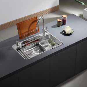 ZUHNE Sakura Japan-Style Flush Mount Kitchen Sink Workstation with Accessories