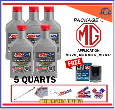 AMSOIL OE Motor Oil 5W-30 5W-40 5 QUARTS CHANGE OIL PACKAGE for MG ZS / MG 6 / MG 5 / MG RX5 - 100% SYNTHETIC