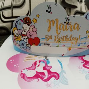 30 pcs Topi Ulang Tahun Tema B21 | Birthday Hat | Topi BT21 | Topi BTS