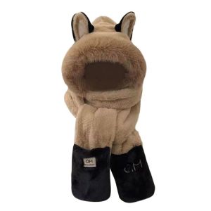 THANKSKY 2/3Pcs Thường ngày Khăn quàng cổ mũ găng tay cho phụ nữ Dễ thương Dày Bộ mũ khăn choàng lông Cổ ấm áp Mũ trượt tuyết Mũ vải lông hoạt hình Mùa đông