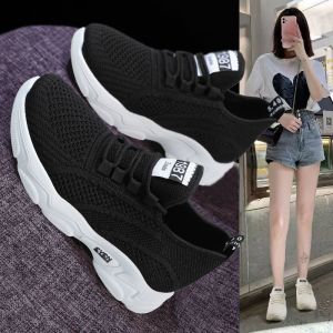 Socks shoes womens Korean version spring fly woven mesh breathable casual shoes thick bottom all-match running white shoes