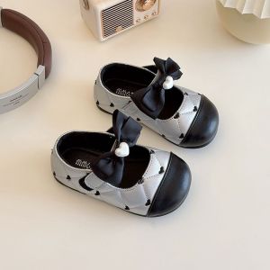 KD008 Sepatu Flat Anak Perempuan KD008 dengan Hiasan Pita dan Aksen Geometris - Warna Solid - Bisa COD dengan Box