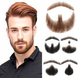 STARGOODS ผมจริงจริง เคราผมมนุษย์ งานทำมือ แฟนซี หนวดปลอมเหมือนจริง สังเคราะห์สังเคราะห์สังเคราะห์ สีดำสีน้ำตาล แต่งหน้าเคราปลอม ชายผู้