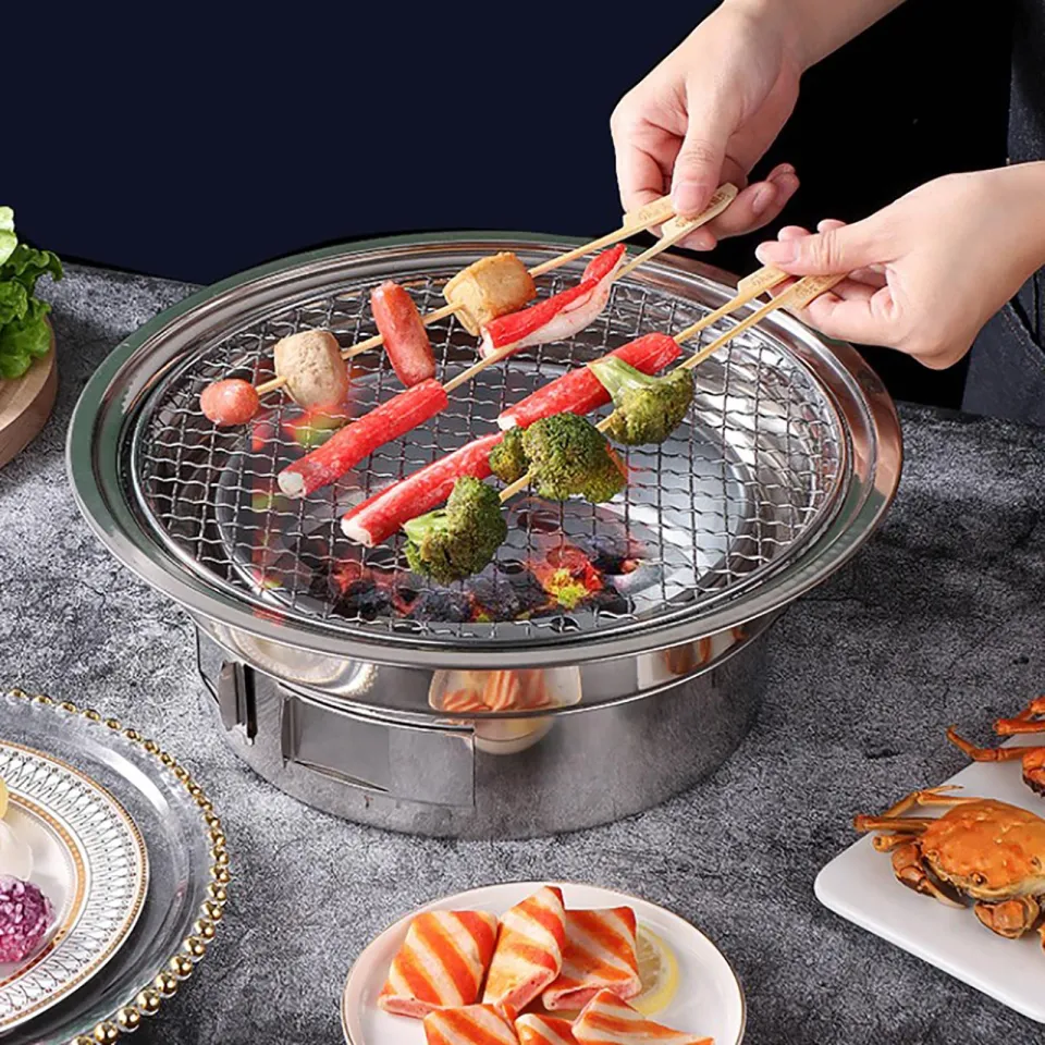 Perfk Japanese Tabletop BBQ Grill Portable Round Barbecue Stove