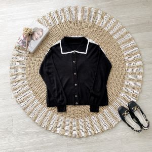 Hong Hae Cardigan Rajut Korean Style | Outer Wanita Kekinian | Atasan Wanita Remaja Kekinian Terbaru Outfit | Atasan Rajut Wanita - Knit Rajut Stripe