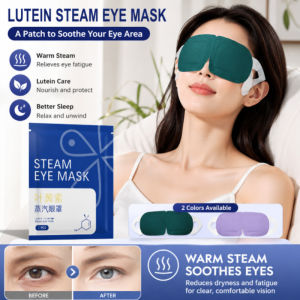 Lutein Steam Eye Mask Warm Moist Heat Relaxing Eye Mask Soothing Eye Strain Sleep Mask Travel Office Portable Light Blocking Eye Care Mask