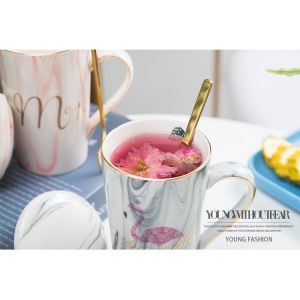 Hàng sẵn Bộ Cốc Ly Cặp Hình Hồng Hạc Hồng Kèm Hộp Qùa Và Thìa Mạ Vàng Set Cốc Ly Cặp Hồng Hạc Món Qùa Xuân Qúy Mão