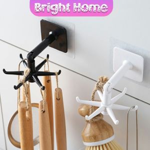 ตะขอติดเพดาน ที่แขวนติดผนัง 6 แฉก ขอเกี่ยวหมุนได้ ติดผนัง 360 Hexagonal self-adhesive hook
