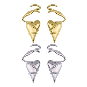 Khuyên tai trái tim hợp kim nhẹ với dây chi tiết vàng/Tông Bạc Bông tai tình yêu trang sức cá tính Quà Tặng thủ công