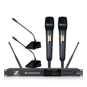 Sennheiser SKM9400 4-Channel Wireless Microphone System for Corporate Events Includes Lavalier Bodypack Gooseneck & Desktop Mics