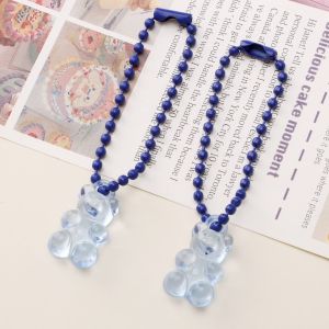 5pcs/bag Acrylic Bear Bead Chain Cute Key Ring Gift For Girls Bag Accessories Pendant Key Chain