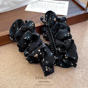 Style New Fabric Polka Dot Banana Clip Hair Clip for Woman Elegant Temperament Floral Hairpin COD