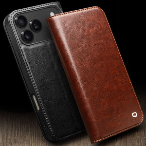 QIALINO Ultra Slim Genuine Leather Wallet Case for iPhone 17 Pro Max 17 Air 17 Pro Premium Handmade Flip Cover with Card Holder