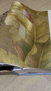 Wallpaper Dinding Daun Besar Lebar Glitter Gold Emas Hijau