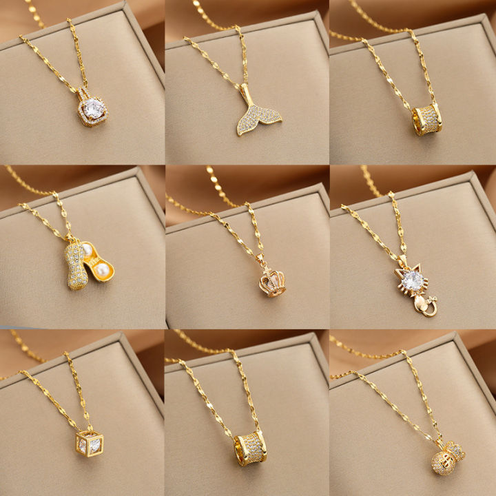Korean-Japanese Style Clover Titanium Steel Necklace – Laser Shine, Fade-Resistant Luxury Chain main image 1