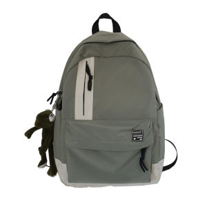 Women’s Green Black Color Block Backpack Fashion Lightweight Nylon School Bookbag