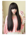 Wig Full Lace Sintesis Rambut Panjang Lurus Wanita Natural. 