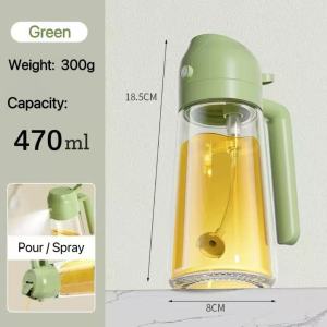 470ml Oil Dispenser Spray & Pour Glass Bottle Leakproof Kitchen Tool Oil Sprayer Cook Seasoning Bottle For Cooking