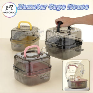 SKISOPGO Portable Hamster Cage Large Capacity Hamster Travel Cage Breathable Translucent Hamster Habitat