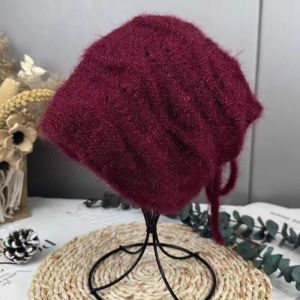 SELLYER Cable Knit Knitted Beanie Large Size Thick Yarn Neck Warmer Thermal Headwear Solid Color Slouchy Hat Women