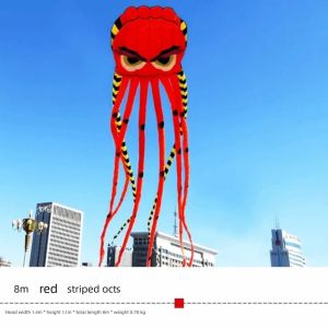 MUSASI Easy To Fly Magic Octopus Kite 8 Meter with Long Tail Outdoor Flying Toy 300 Meter Kite String Childrens Kite Outdoor Sports