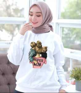 SUPERMOM-FASHION MUSLIMAH WANITA ATASAN-SWEATER/BAJU LENGAN PANJANG/BAHAN KUALITAS PREMIUM ADEM DAN NYAMAN DIPAKAI