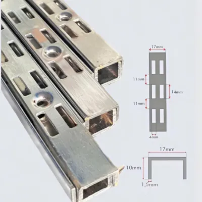 Thanh ray gắn tường đôi bản A2 gắn cốc đỡ gắn tay đỡ móc bi treo làm kệ trưng bày inox cao cấp