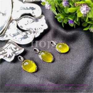 HOJB Top Grade Golden Prehnite 6A Oval Butterfly S925 Silver Pendant 17-19mm 6A S925 17-19mm