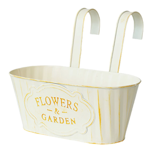 Metal Hanging Flower Pots for Railing Fence Planter Box with Detachable Hooks Drainage Holes for Outdoor Balcony