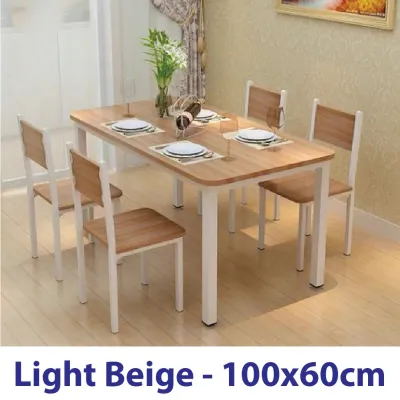Meja makan Dining table set chair 4 / 6 seater dinning marble design Kerusi makan moden Modern beige white black table