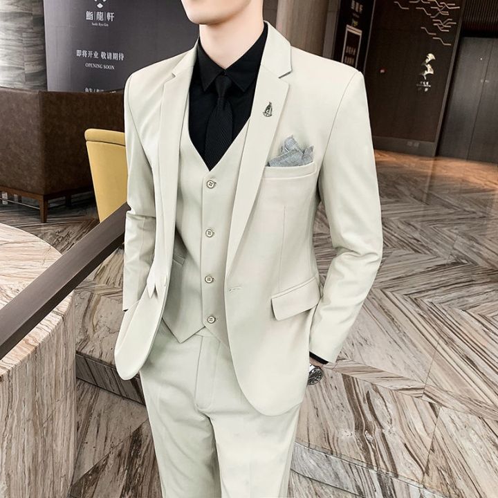 ↥Suit Men's Korean Version Slim-Fit Casual Three-Piece Handsome Youth ...