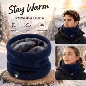 WAYNEG Warm Knitted Scarf Windproof Thickened Neck Warmer Neck Scarf Soft Tube Scarf Winter