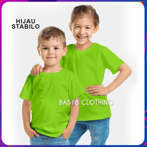 Kaos Anak Perempuan Laki Laki Murah Distro Katun Lembut Warna Hijau Stabilo