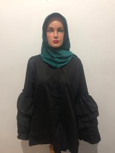 Tunik Wanita/Cewek Katun Toyobo Model Tangan Ruffle Terompet Kancing Hidup Model Terbaru Jahitan Rapi DIJAMIN REAL PICT Bisa Bayar di Tempat COD