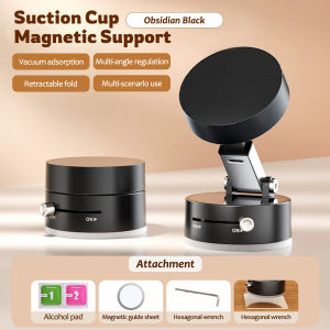 Vacuum Suction Cup Double-sided Magnetic Phone Holder 360°Rotatable Foldable and Retractable Car Phone Holder Small Universal Phone Mount for All Phones for Car/Mirror/Smooth None Porous Surface