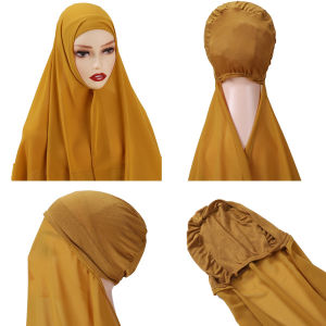 Jifang Plain Instant Hijabs Bubble Chiffon Shawl+ Cotton Inner WJ775