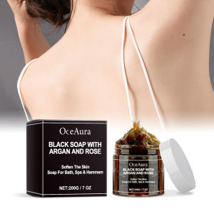 new OCEAURA Black Soap With Argan And Rose lack Beldi Soap Ideal For Dead Skin Remover Body Scrub Purifying Deep Cleansing 200g/7 Oz Free Shipping