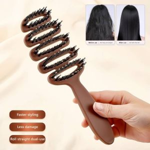 Songta Boar Bristle Hairbrush Massage Head Anti Static Fluffy Hair Care Comb