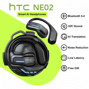 HTC NE02 AI Translator Earbud Wireless Bluetooth Earphone Face-to-Face Translation Hifi Sound Quality Comfortable To Wear Open Ear Earphone With Low Lacenty Sport Headset With Mic Bluetooth 5.4 60H Battery Life