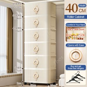 Jbos 40-70cm Foldable Cabinet With Sliding Doors Spacious White Durabox Cabinet Organizer