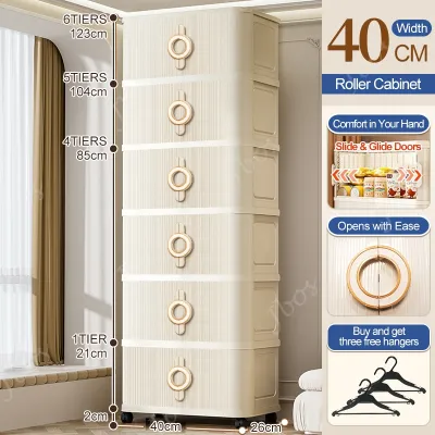 Jbos 40-70cm Foldable Cabinet With Sliding Doors ​​Spacious​​ White Durabox Cabinet Organizer