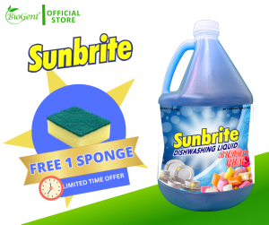 BioGent Sunbrite Antibacterial Bubble Gum Scent Dishwashing Liquid Gallon - High-Quality Kitchen Cleaning Agent