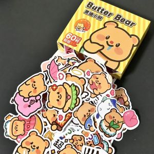 Pelekat Kartun Butter Bear Cartoon Stickers Cute Decorative Stickers Scrapbook Phone Student Journal