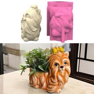 Silicone Chậu hoa khuôn đúc bê tông khuôn hình con chó Silicone kết cấu cho chậu bê tông và sáng tạo nhà decors