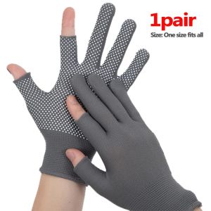 10Pairs Non-slip Nylon Gloves Outdoor Cycling Half Finger Gloves Breathable Half Finger Glove Half Finger Anti-Slip Therapy Gloves Touch Screen Sports Gloves Gardening Work Gloves Labor Protection Tool