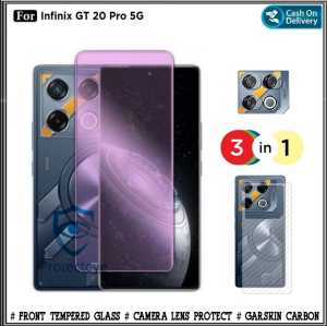 Paket 3in1 Tempered Glass Blue Light INFINIX GT 20 Pro 5G 10 PRO 5G / ZERO 5G 2023 Anti Gores Kaca Anti Radiasi UV Blue Ray Screen