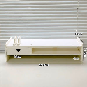 HXR Monitor Stand with Drawer Wooden Ergonomic Laptop Stand Office Desktop Computer Riser Desk Organizer Storage Rack